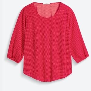 Kaileigh Aldama scoop neck blouse - red with white polka dots